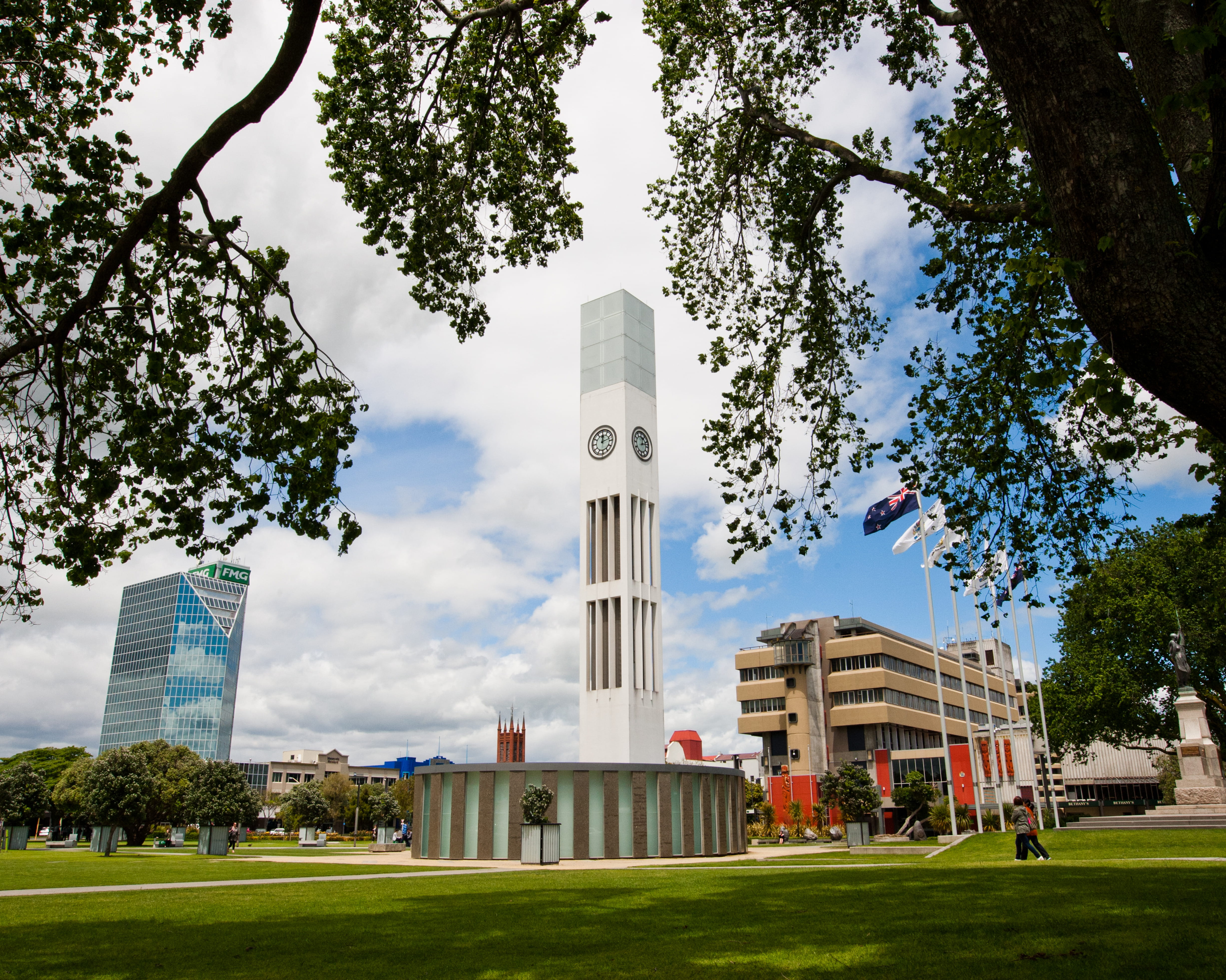 The Square Palmerston North with clock tower.