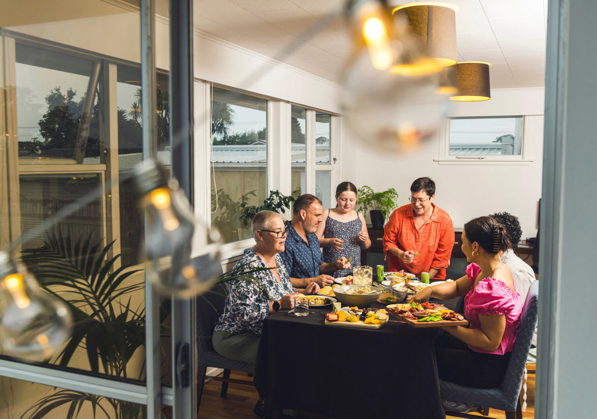 family having dinner