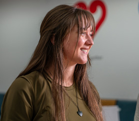 woman smiling in office
