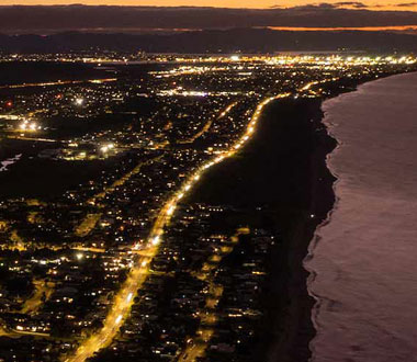 night time arial view of Tauranga