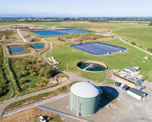 arial shot of biogas site in Feilding
