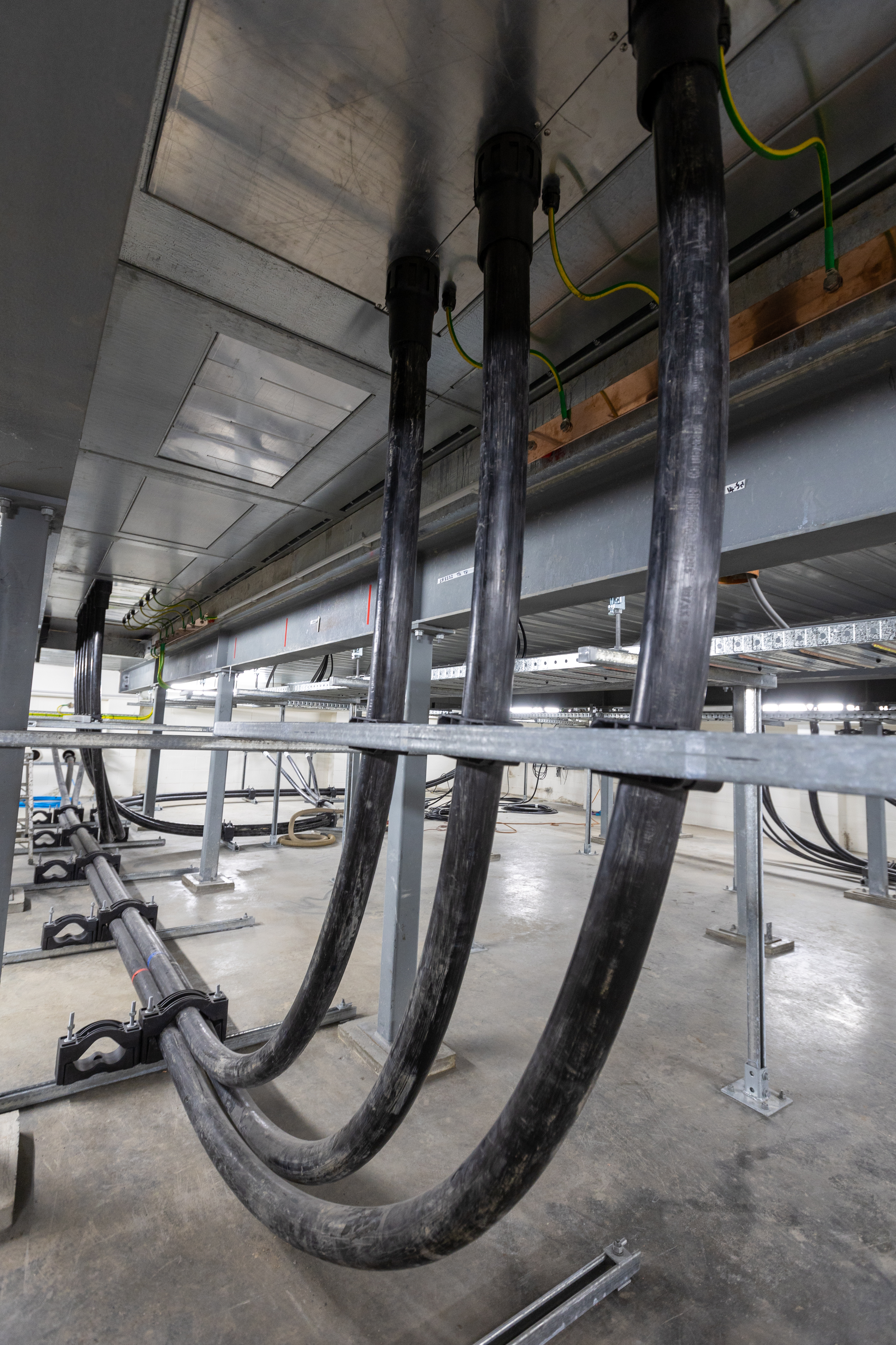 Electrical cable equipment inside Powerco's Walton Road substation.